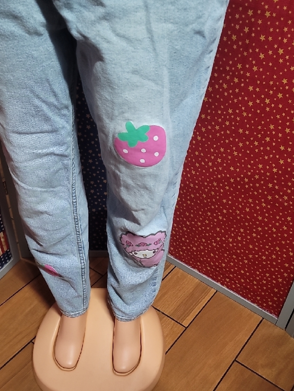 Light Blue My Melody Embroidered Women's Jeans - Picture 2 of 6